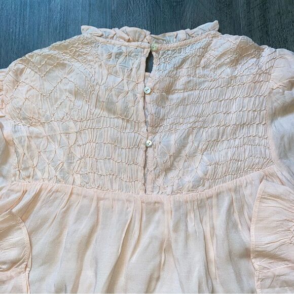 Free People Ruffle Blouse Pink Feminine XS Flowy Romantic - Picture 7 of 9